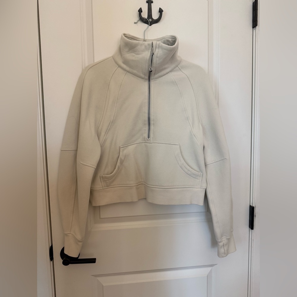 lululemon athletica Cream/white scuba funnel neck  Half-Zip Top small